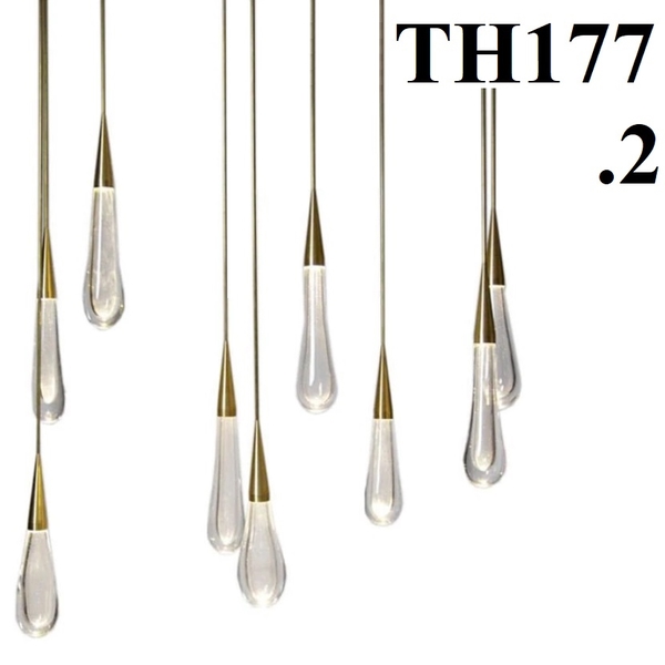 Đèn thả thủy tinh giọt lệ TH177.2, tích hợp led 4W, KT(mm): 50 x 210